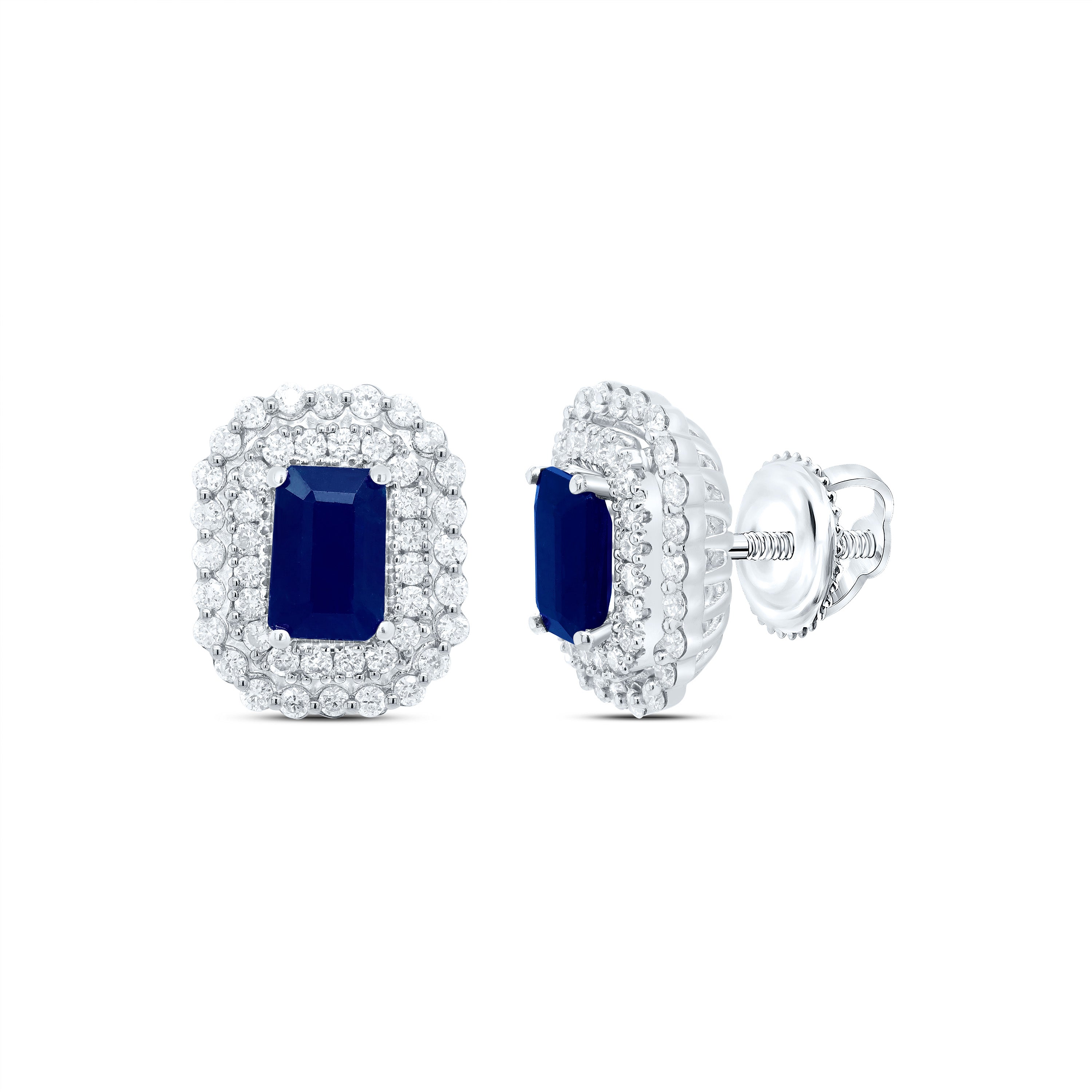 14Kt Gold 1/2Ctw-Diamond Ana M 6X4Mm Em-Bs Nat Gem Earring