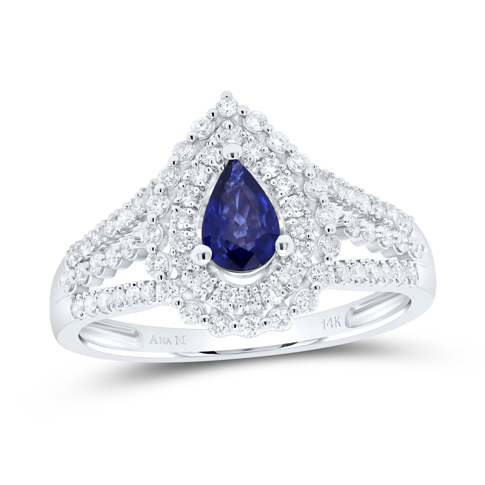 1/2Ctw-Nat Dia Ana M 6X4Mm Pear-Bs Nat Gem Ring (3.05 grams)