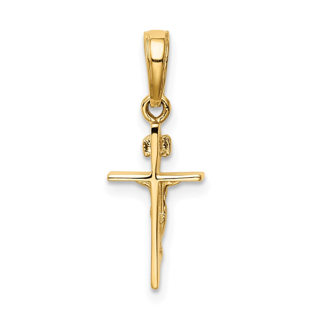 14k Yellow Gold 9 mm Small INRI Jesus Crucifix Pendant (0.79 grams)