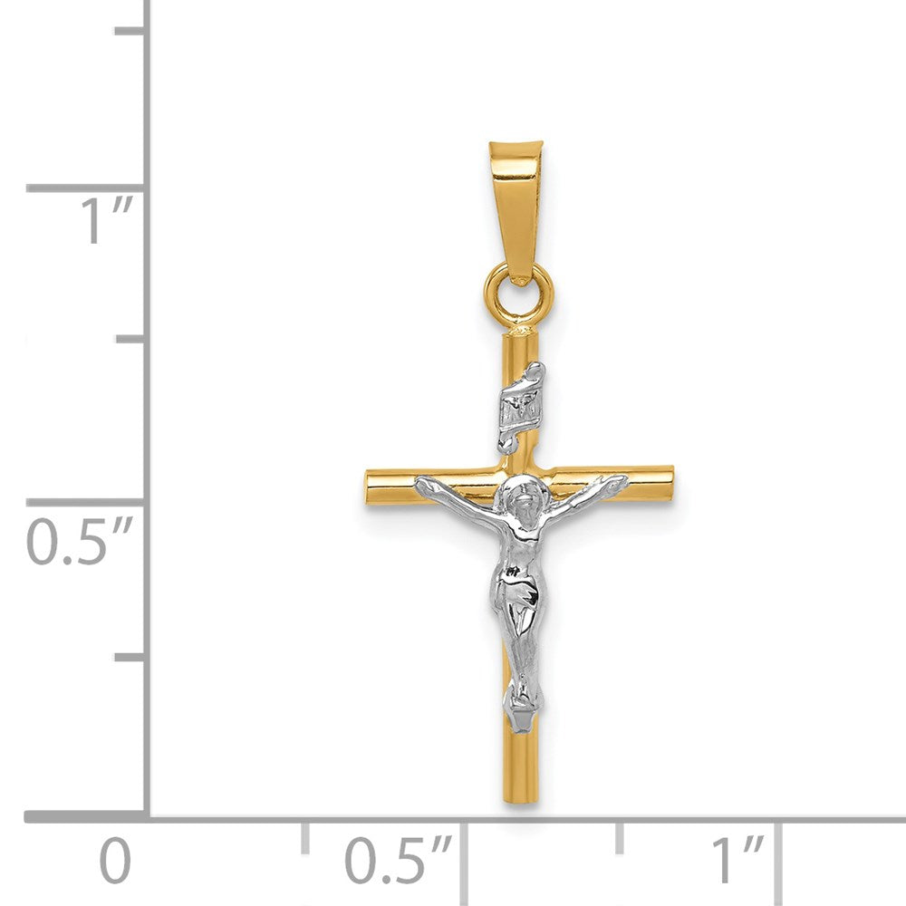 14k Two-tone 14 mm INRI Jesus Crucifix Pendant (0.87 grams)