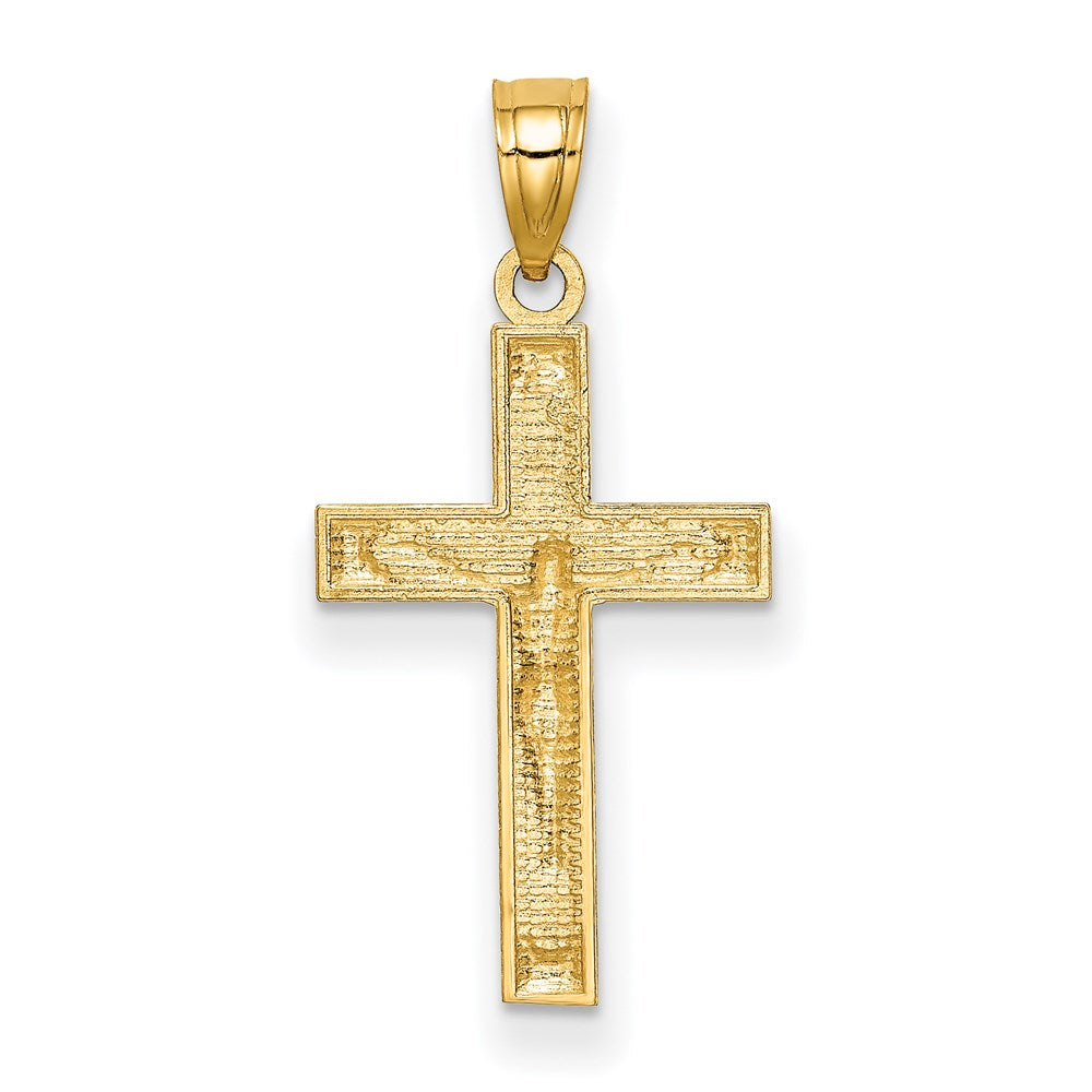 14k Yellow Gold 14 mm Diamond-cut Jesus Crucifix Pendant (0.68 grams)