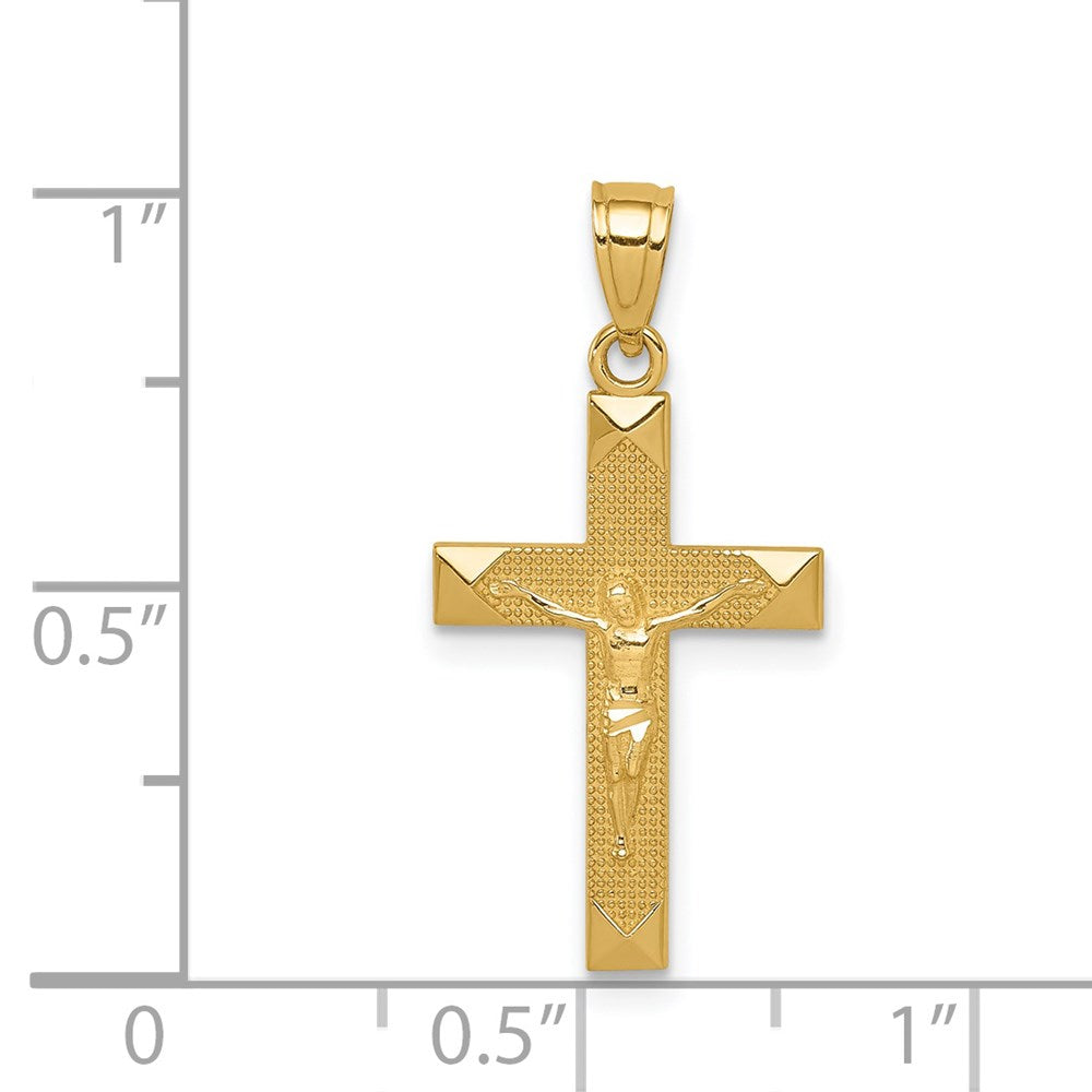 14k Yellow Gold 14 mm Diamond-cut Jesus Crucifix Pendant (0.68 grams)