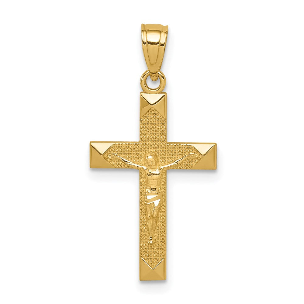 14k Yellow Gold 14 mm Diamond-cut Jesus Crucifix Pendant (0.68 grams)