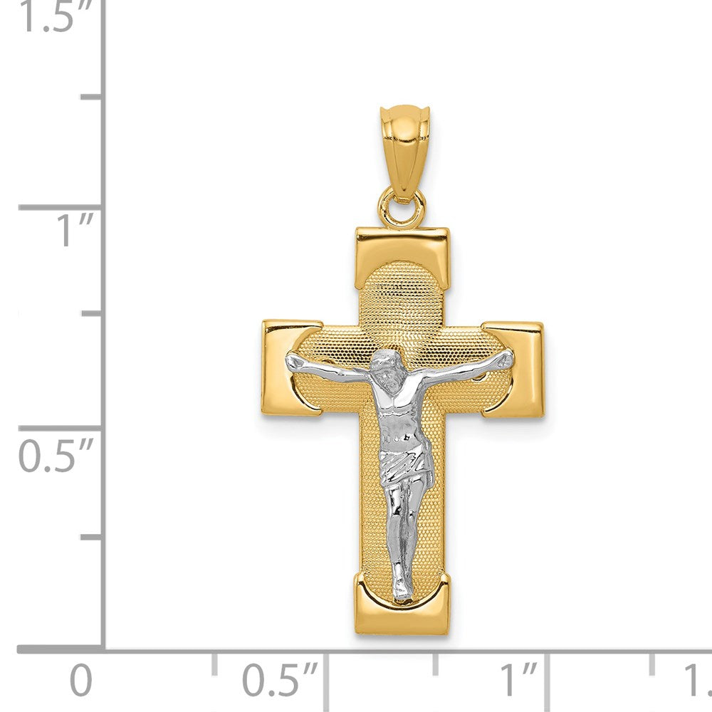 14k Two-tone 17 mm Jesus Crucifix Pendant (1.42 grams)