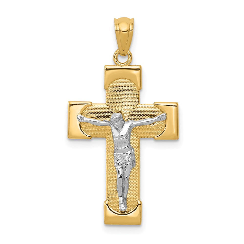 14k Two-tone 17 mm Jesus Crucifix Pendant (1.42 grams)