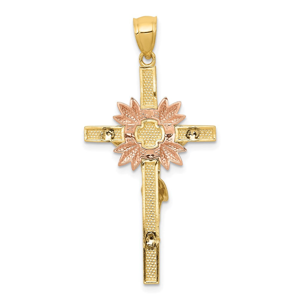 14k Tri-Color 20 mm Tri-color Jesus Crucifix Pendant (2.12 grams)