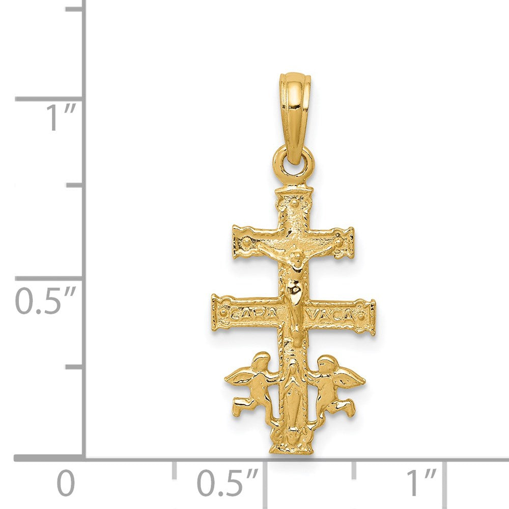 14k Yellow Gold 13 mm Cara Vaca Jesus Crucifix Pendant (0.92 grams)