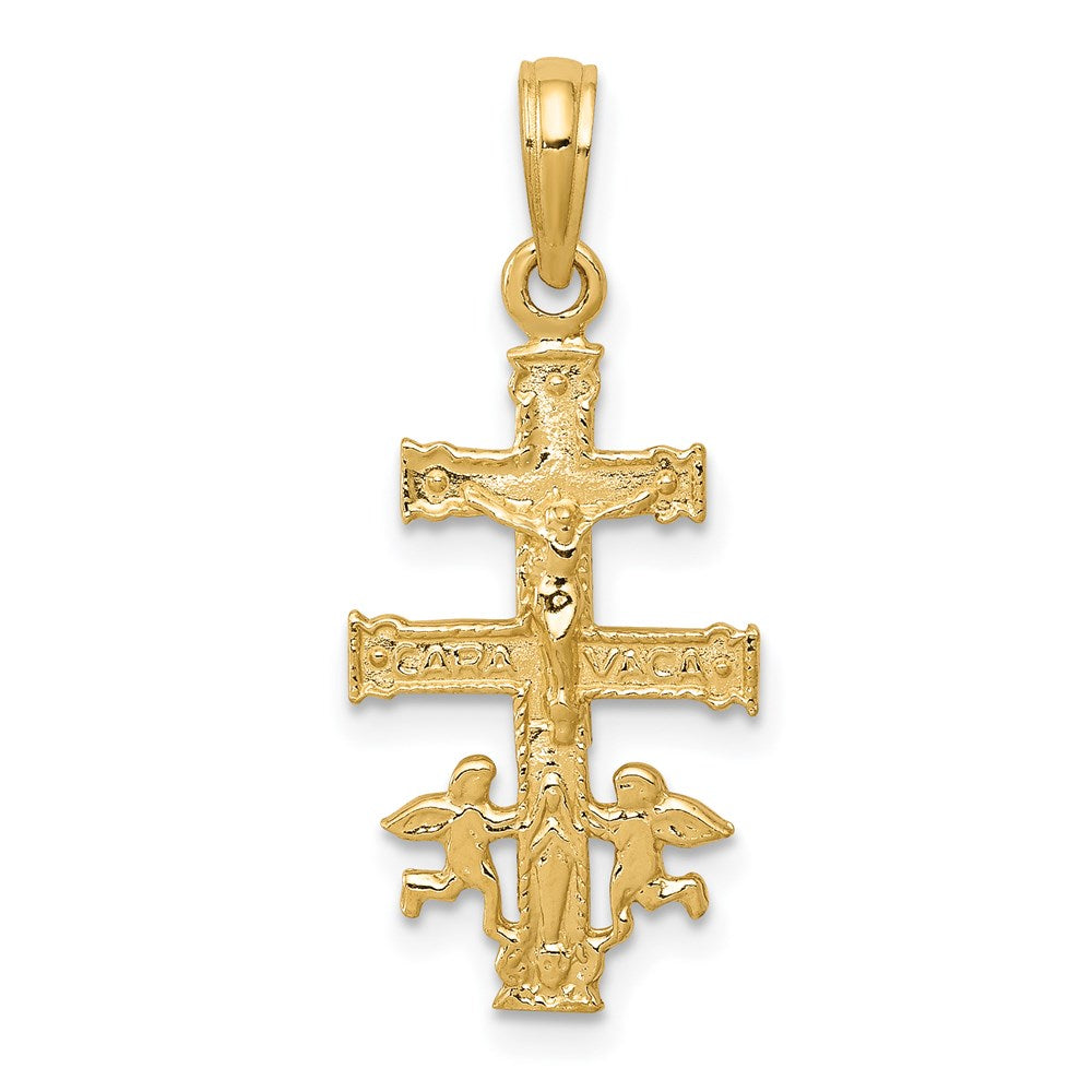 14k Yellow Gold 13 mm Cara Vaca Jesus Crucifix Pendant (0.92 grams)