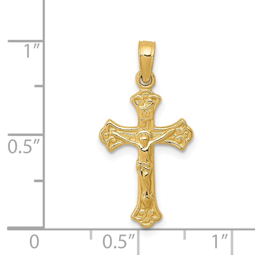 14k Yellow Gold 13 mm INRI Jesus Crucifix Charm (0.92 grams)