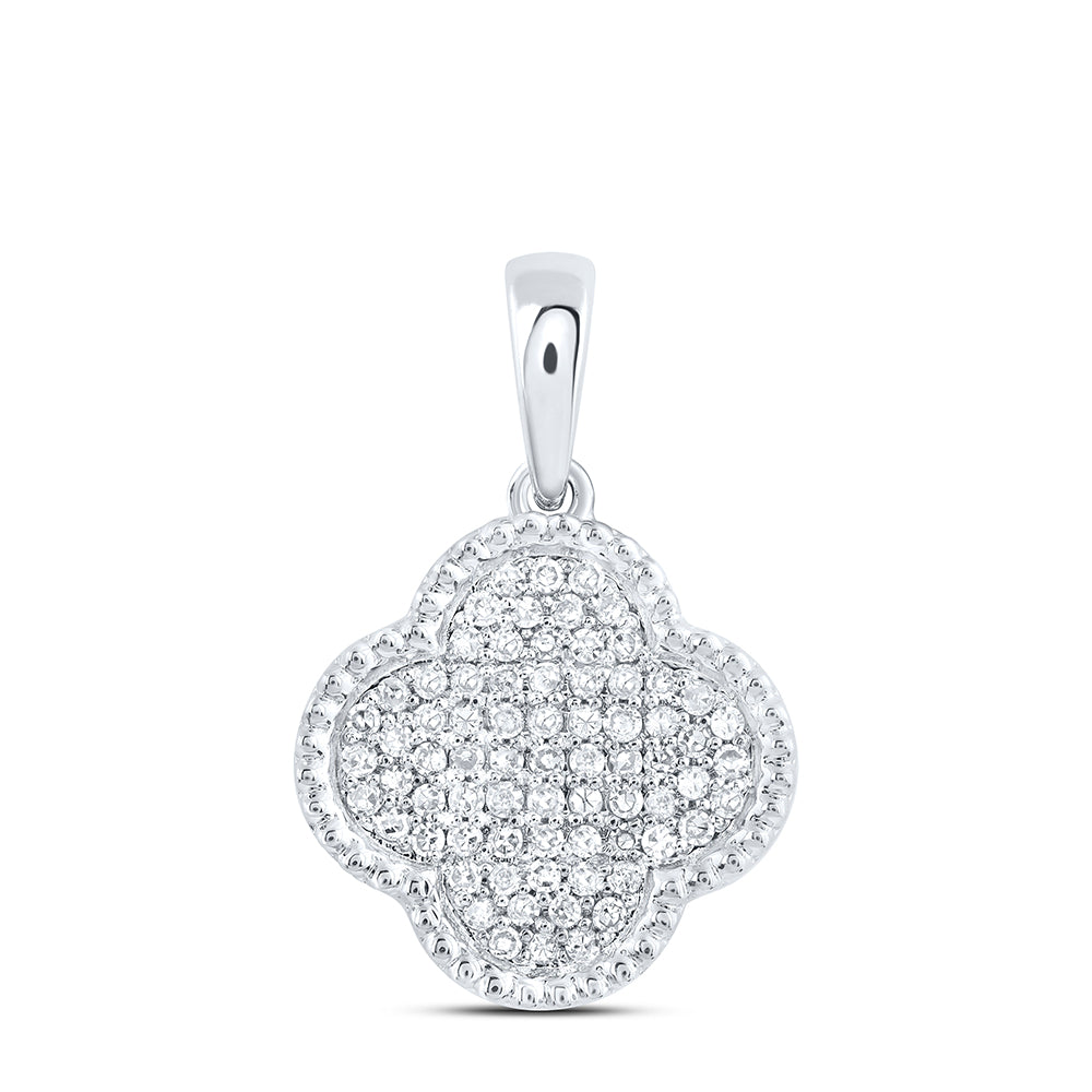 10Kt Gold 1/6Ctw-Dia Nk Gift Clover Pendant
