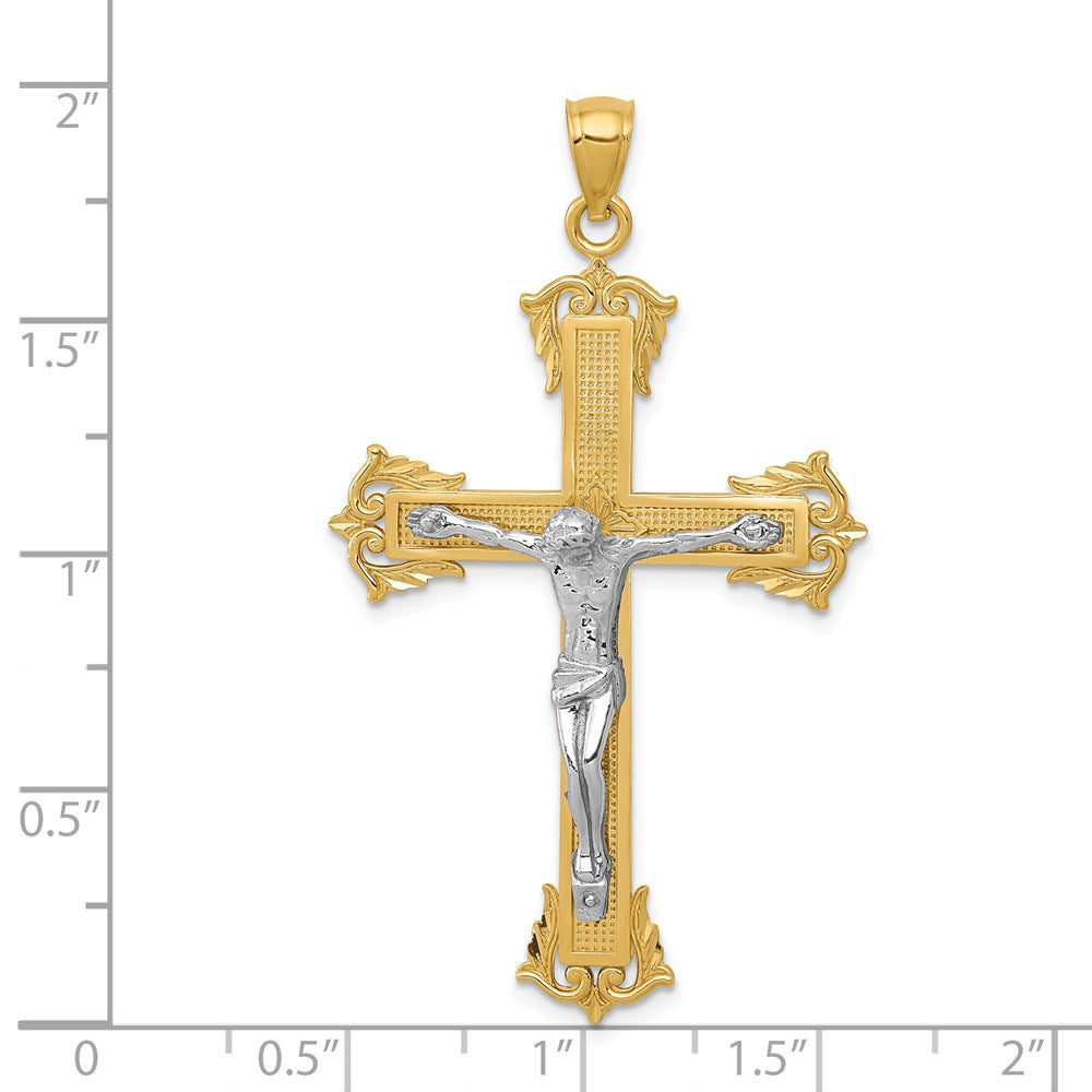 14k Two-tone 28 mm Jesus Crucifix Pendant (3.91 grams)