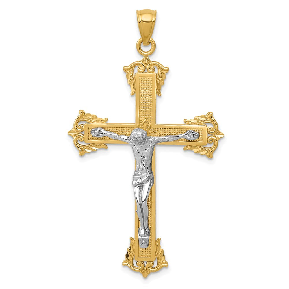 14k Two-tone 28 mm Jesus Crucifix Pendant (3.91 grams)