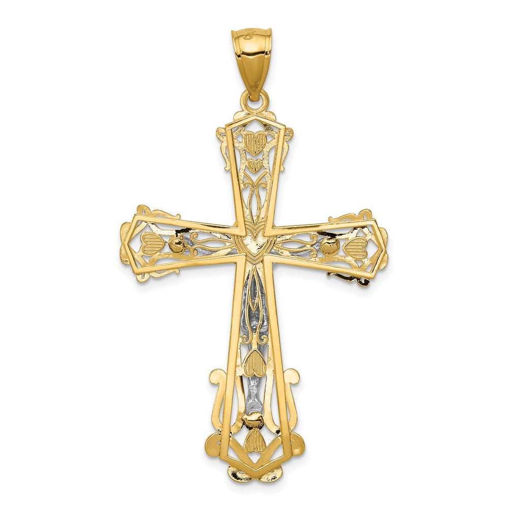 14k Two-tone 31 mm Diamond-cut Jesus Crucifix Pendant (3.99 grams)