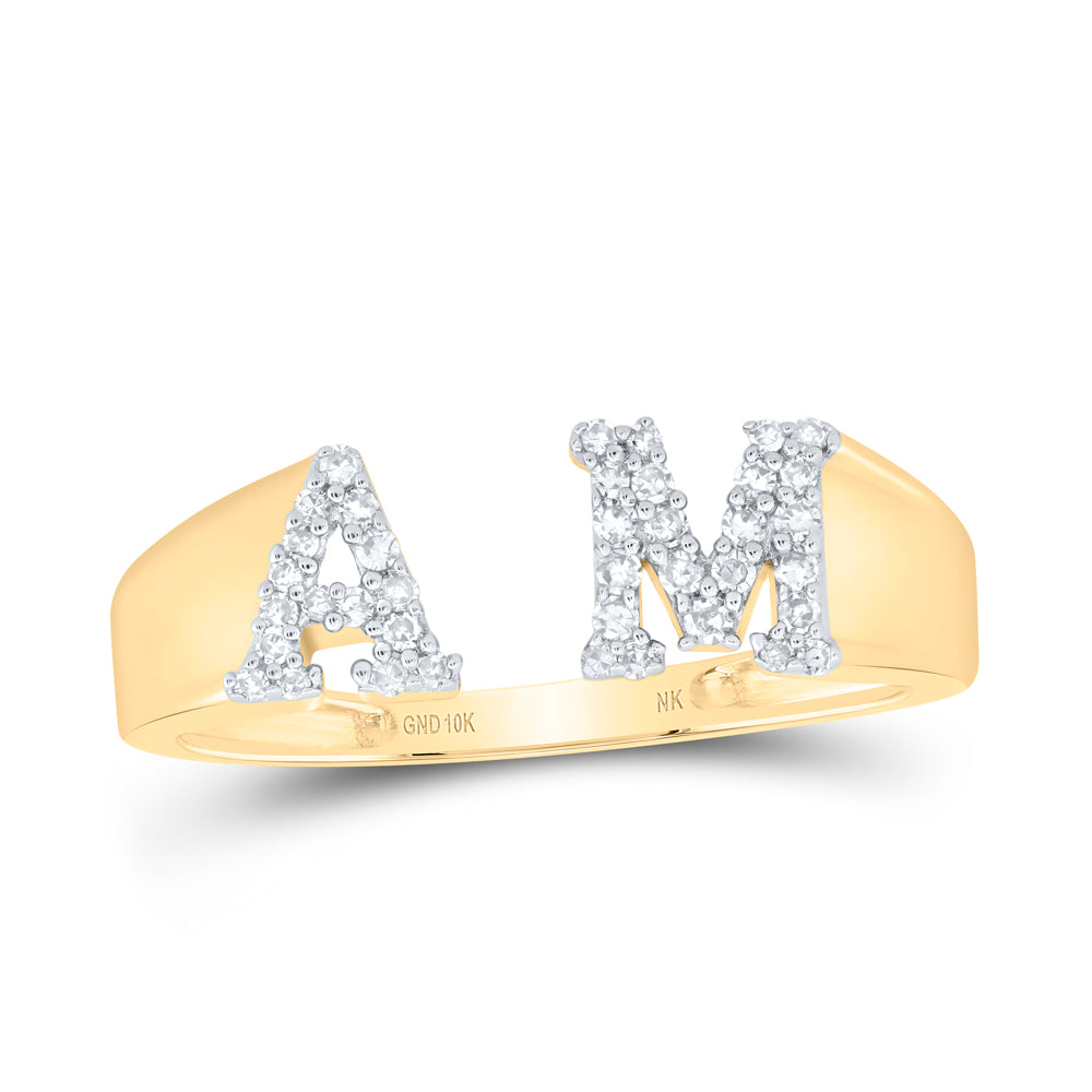 1/6Ctw-Nat Dia Nk Gift Initial "Am" Ladies Ring (2 grams)