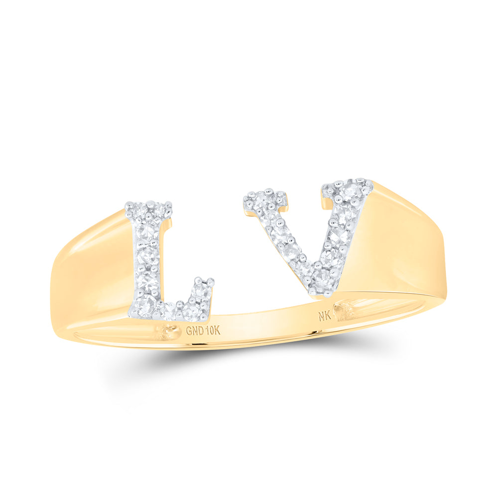 1/10Ctw-Nat Dia Nk Gift Initial "Lv" Ladies Ring (1.72 grams)