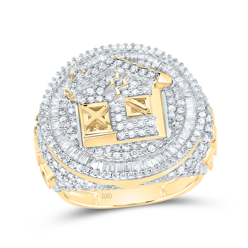 2 7/8Ctw-Nat Dia Nk Trap House Mens Ring (11.81 grams)