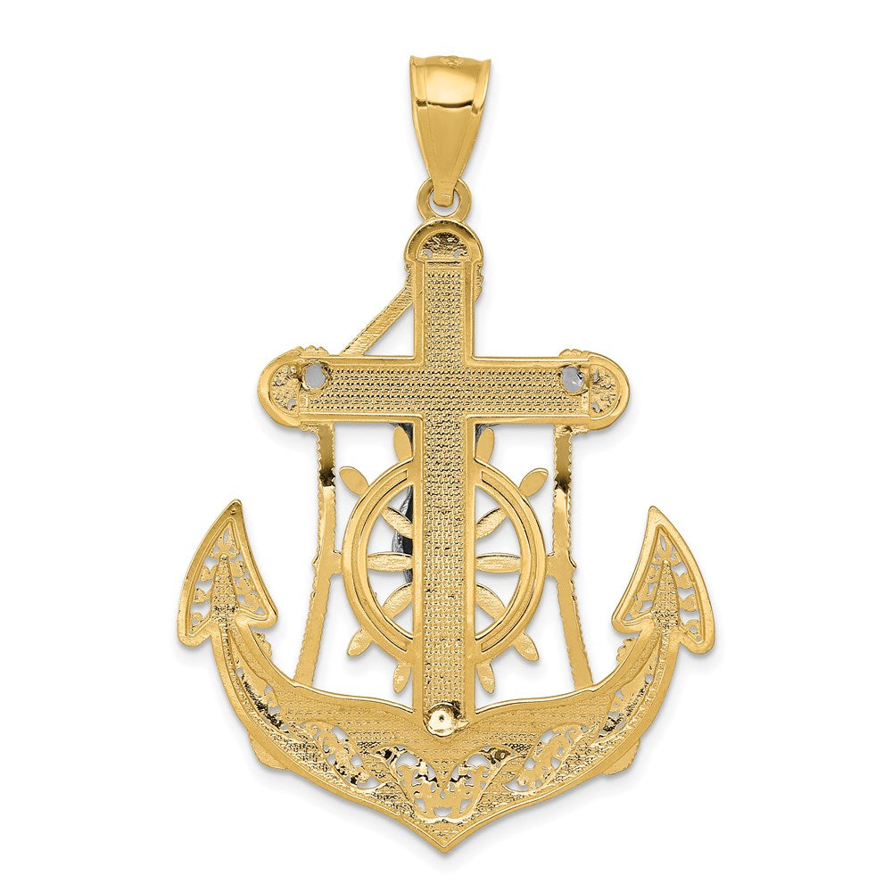 14k Two-tone 29 mm Mariner's Cross Pendant (4.47 grams)