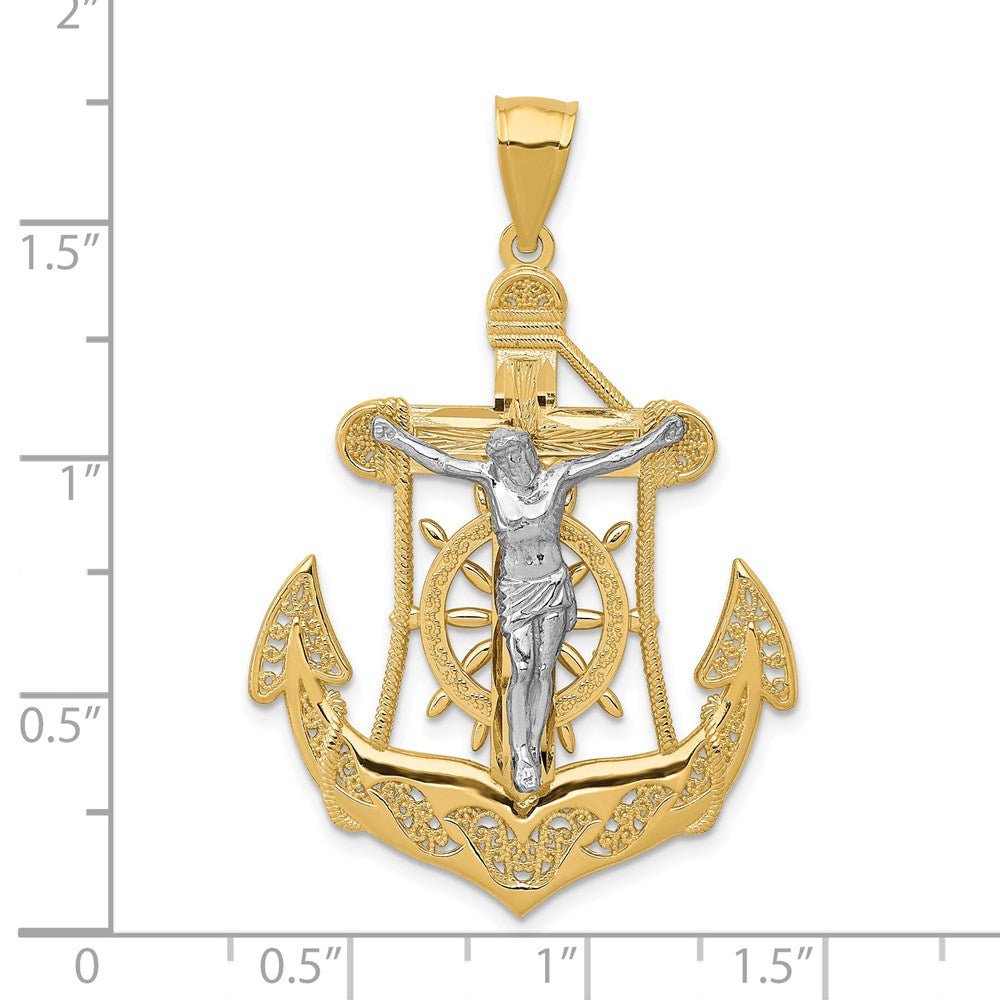 14k Two-tone 29 mm Mariner's Cross Pendant (4.47 grams)