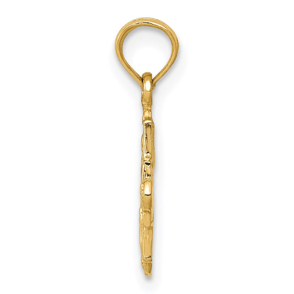 14k Yellow Gold 11.5 mm Miniature Four Way Medal Pendant (0.88 grams)