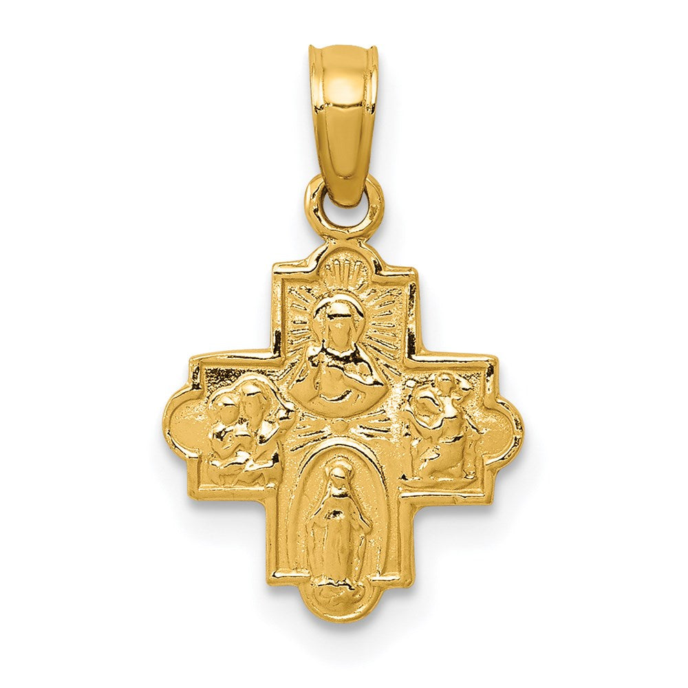 14k Yellow Gold 11.5 mm Miniature Four Way Medal Pendant (0.88 grams)