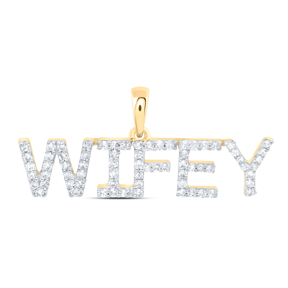 10Kt Gold 1/4Ctw-Dia Nk Fashion Wifey" Pendant"