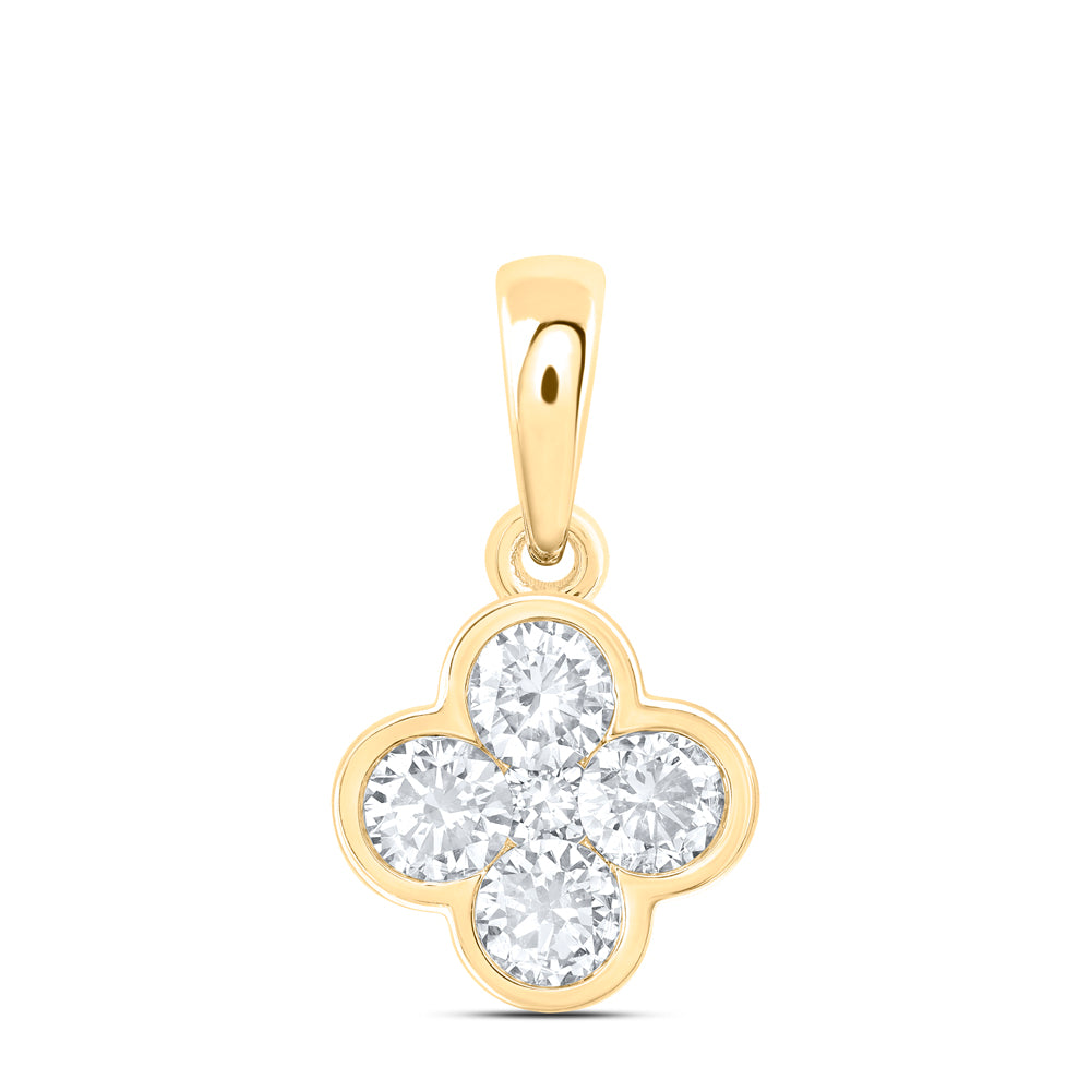 10Kt Gold 1/2Ctw-Dia Nk Fashion Clover Pendant