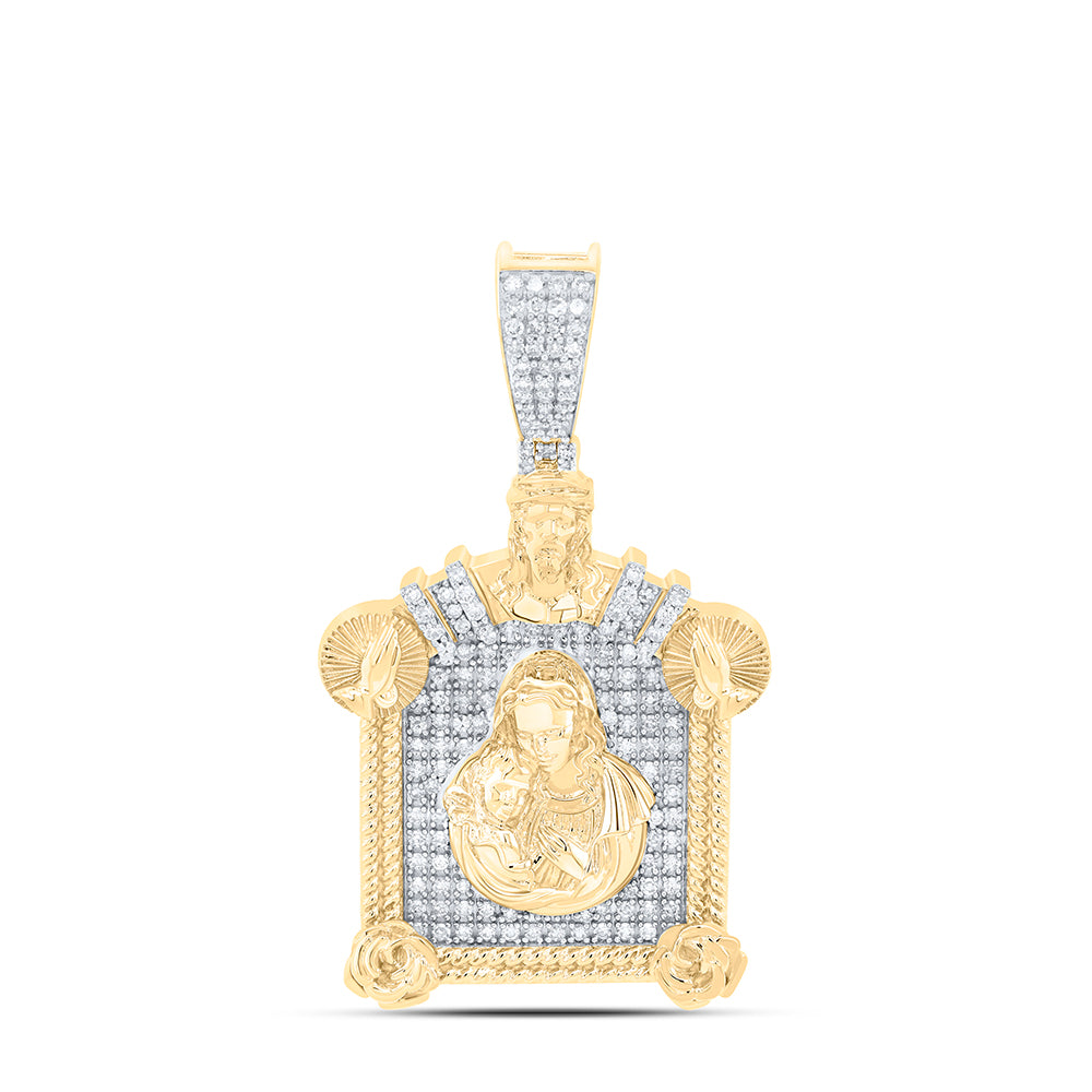 10Kt Gold 1Ctw-Dia Nk Mother Mary Mens Charm