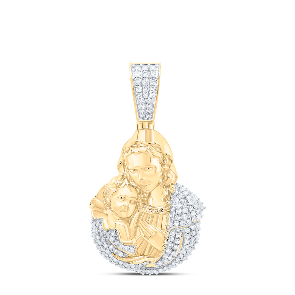 10Kt Gold 1Ctw-Dia Nk Mother Mary Mens Charm