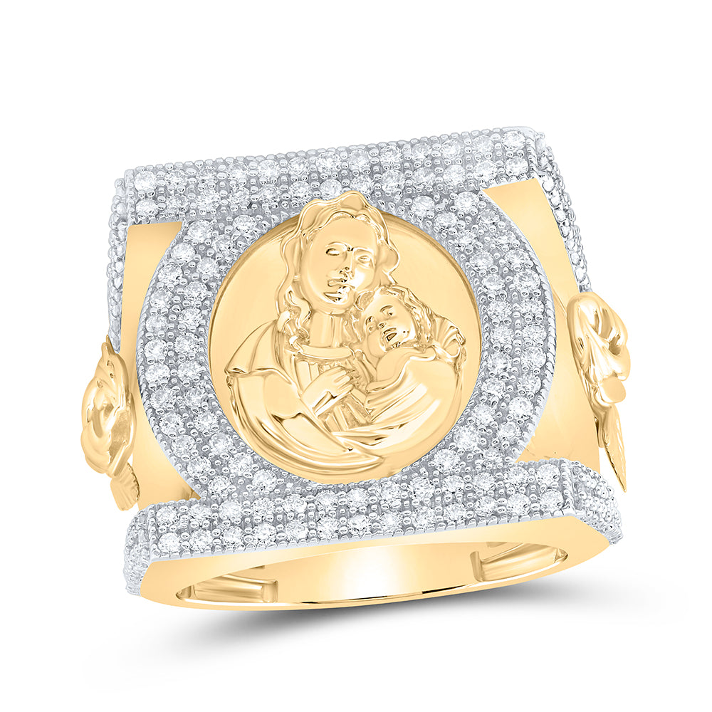 1 1/2Ctw-Nat Dia Nk Mother Mary Mens Ring (15.61 grams)
