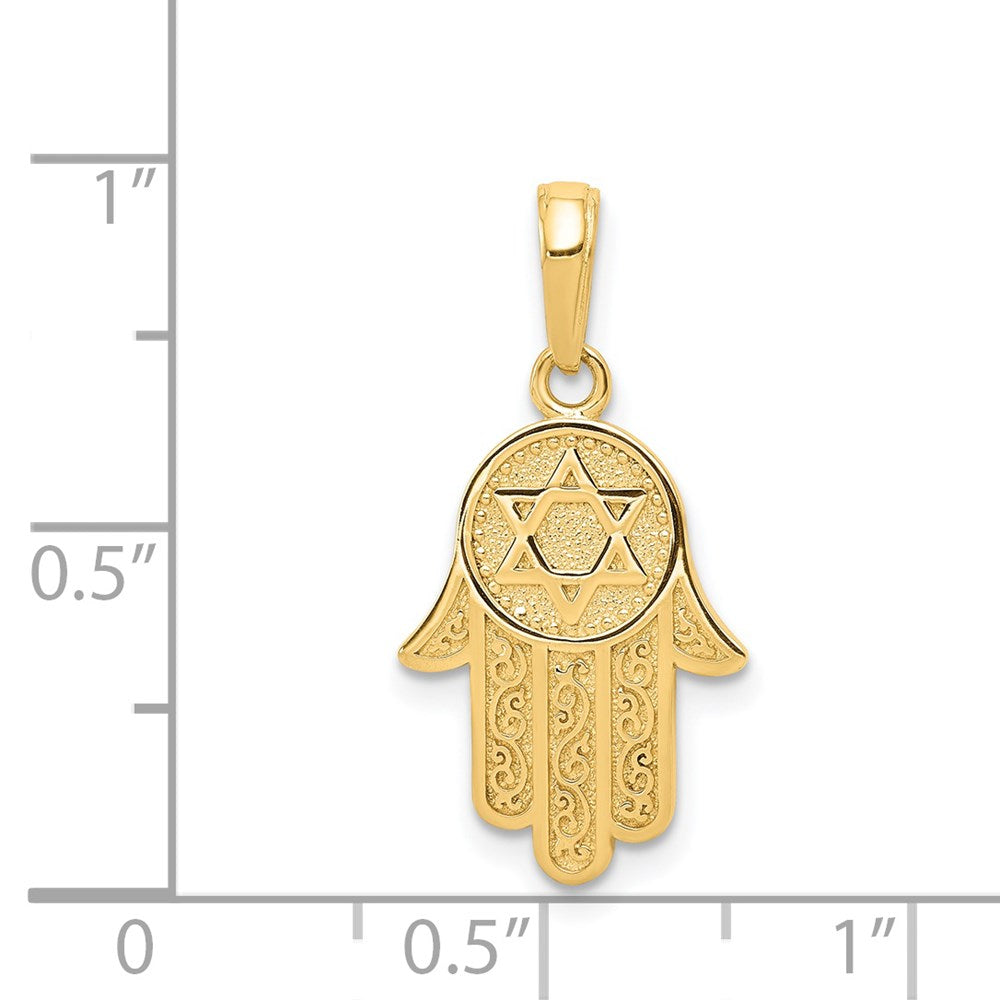 14k Yellow Gold 12 mm Jewish Hand of God w/Star of David Pendant (1.42 grams)