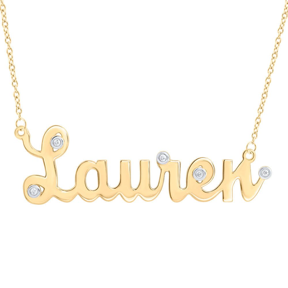 10Kt Gold 1/20Ctw-Diamond Gift Lauren" Necklace (18 Inch)"
