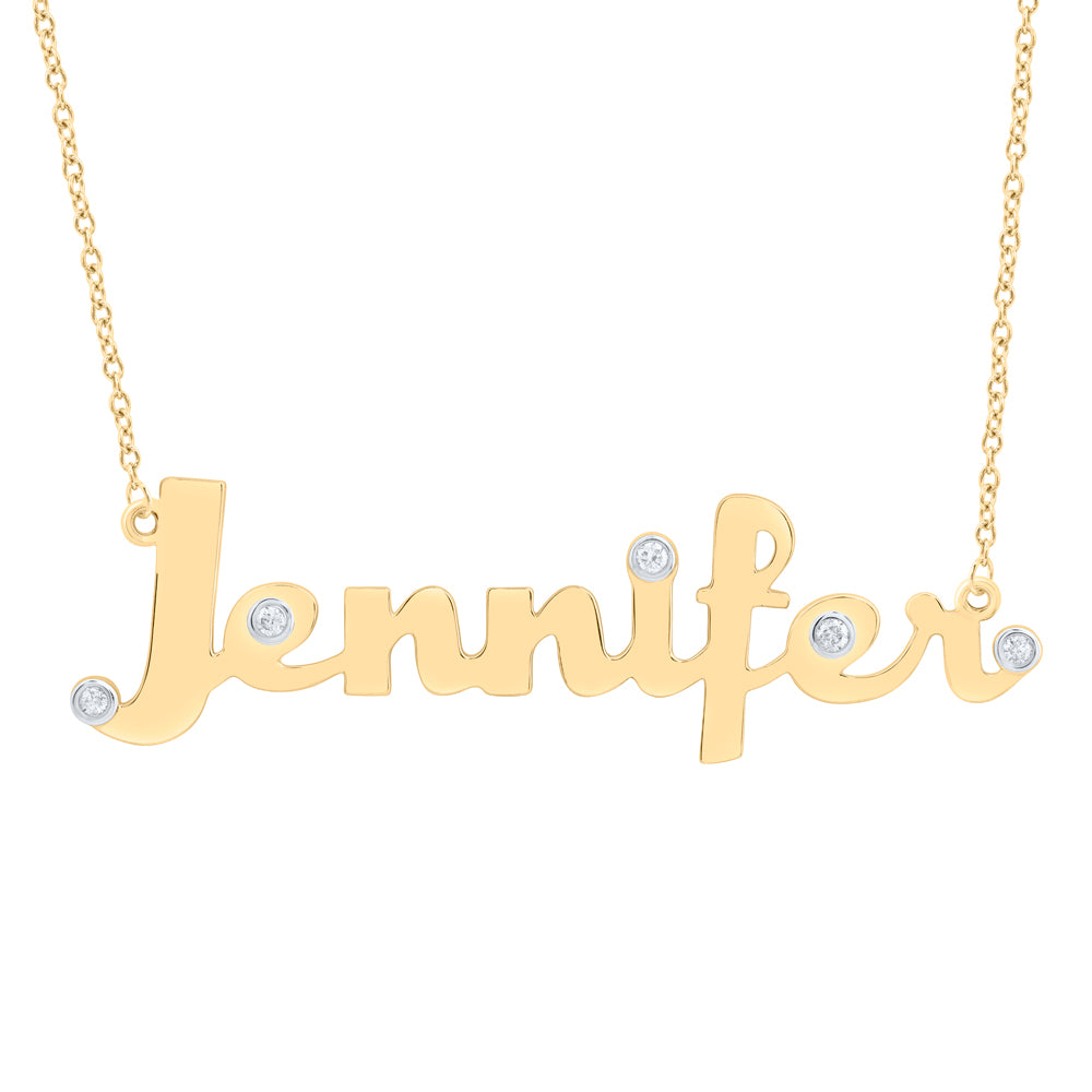 10Kt Gold 1/12Ctw-Diamond Gift Jennifer" Necklace (18 Inch)"