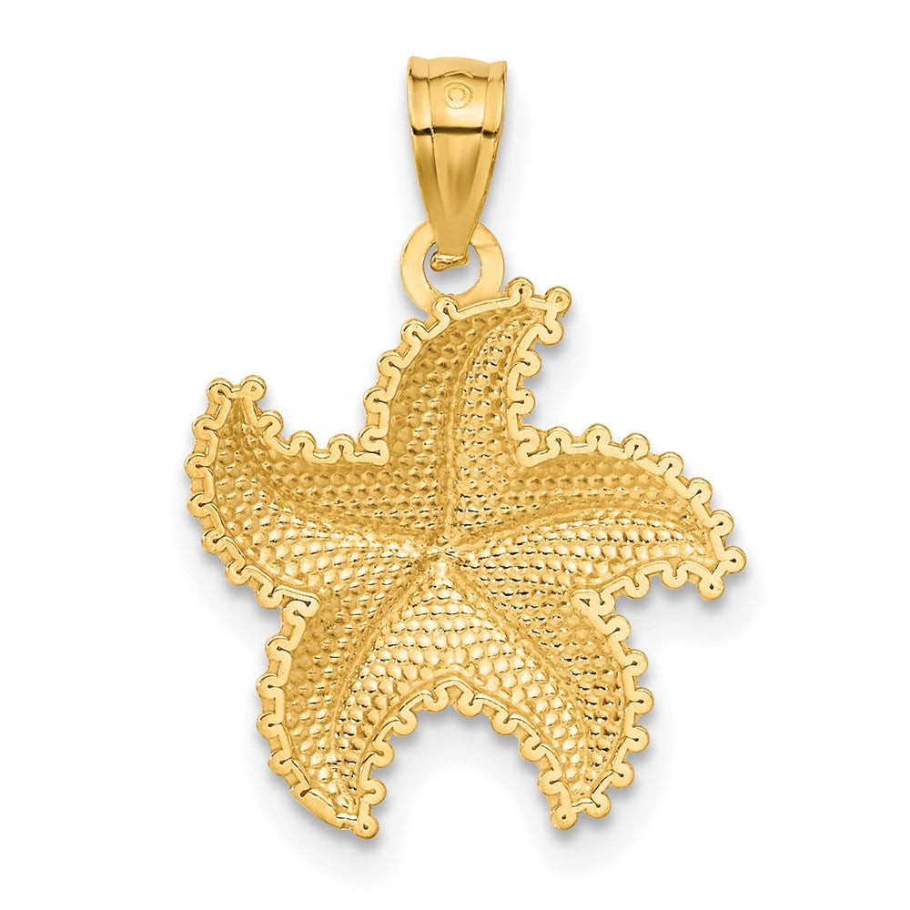 14k Yellow Gold 15 mm Diamond-Cut Starfish Pendant (1.12 grams)