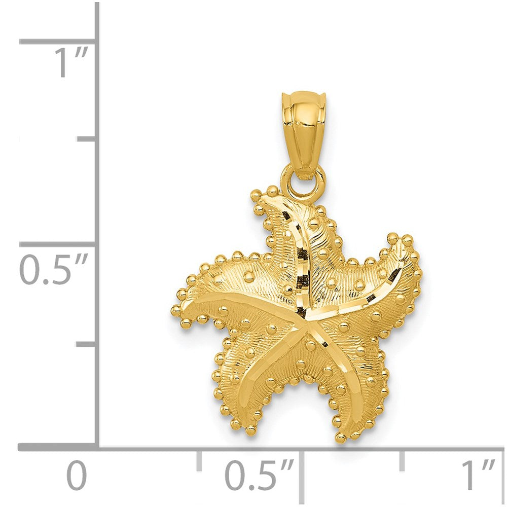 14k Yellow Gold 15 mm Diamond-Cut Starfish Pendant (1.12 grams)