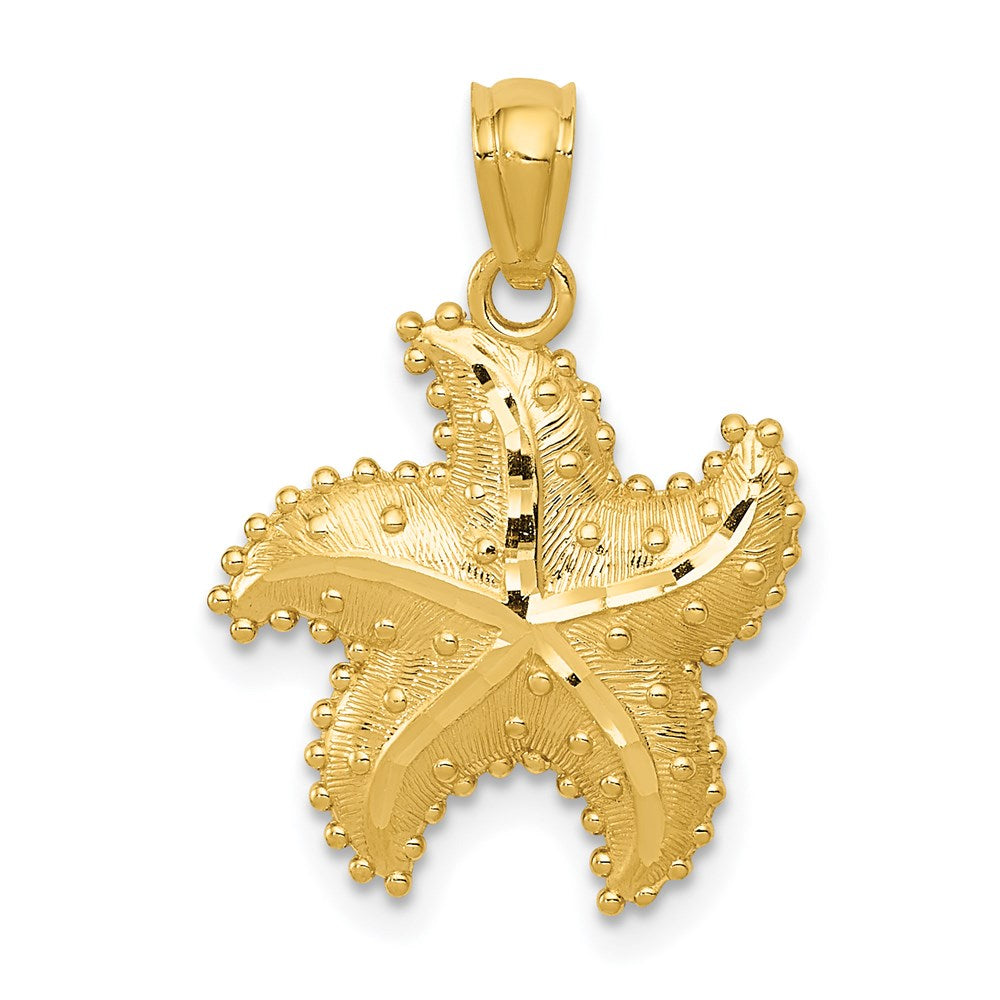 14k Yellow Gold 15 mm Diamond-Cut Starfish Pendant (1.12 grams)