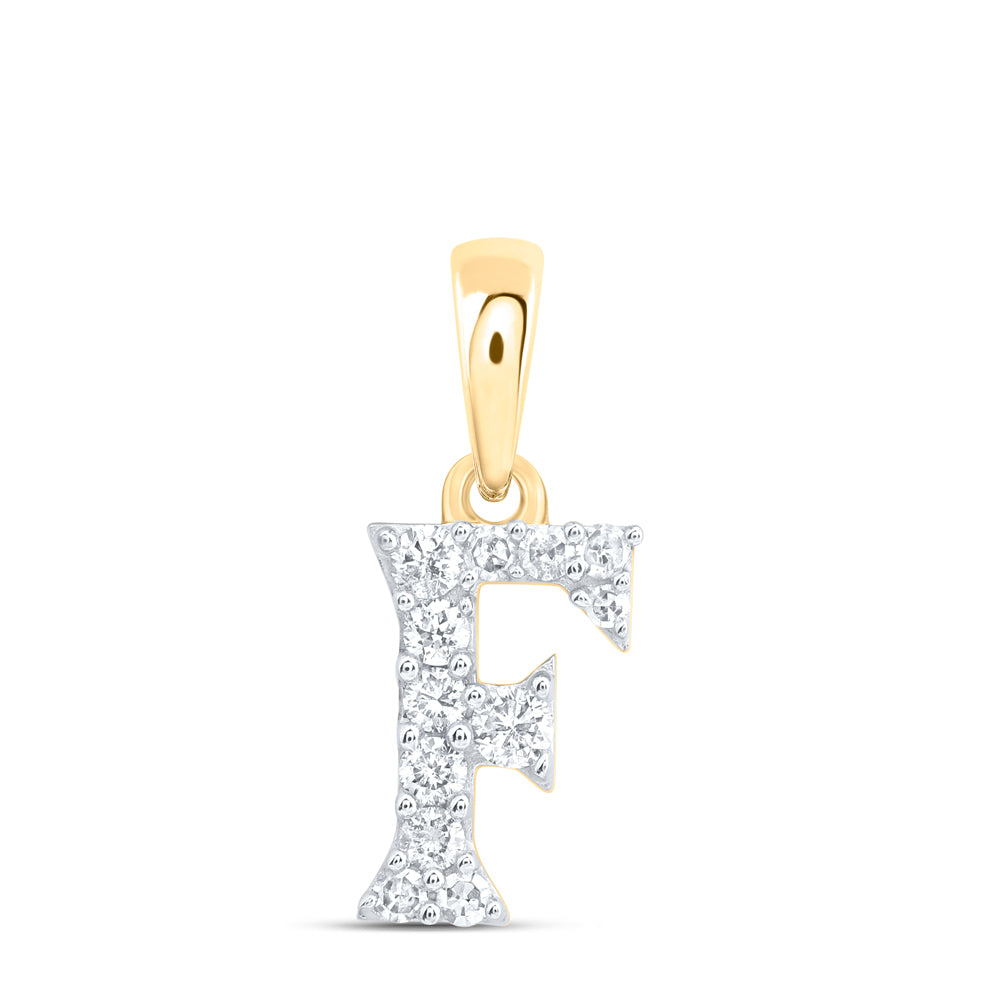 10Kt Gold 1/10Ctw-Dia Nk Gift Initial F" Pendant"