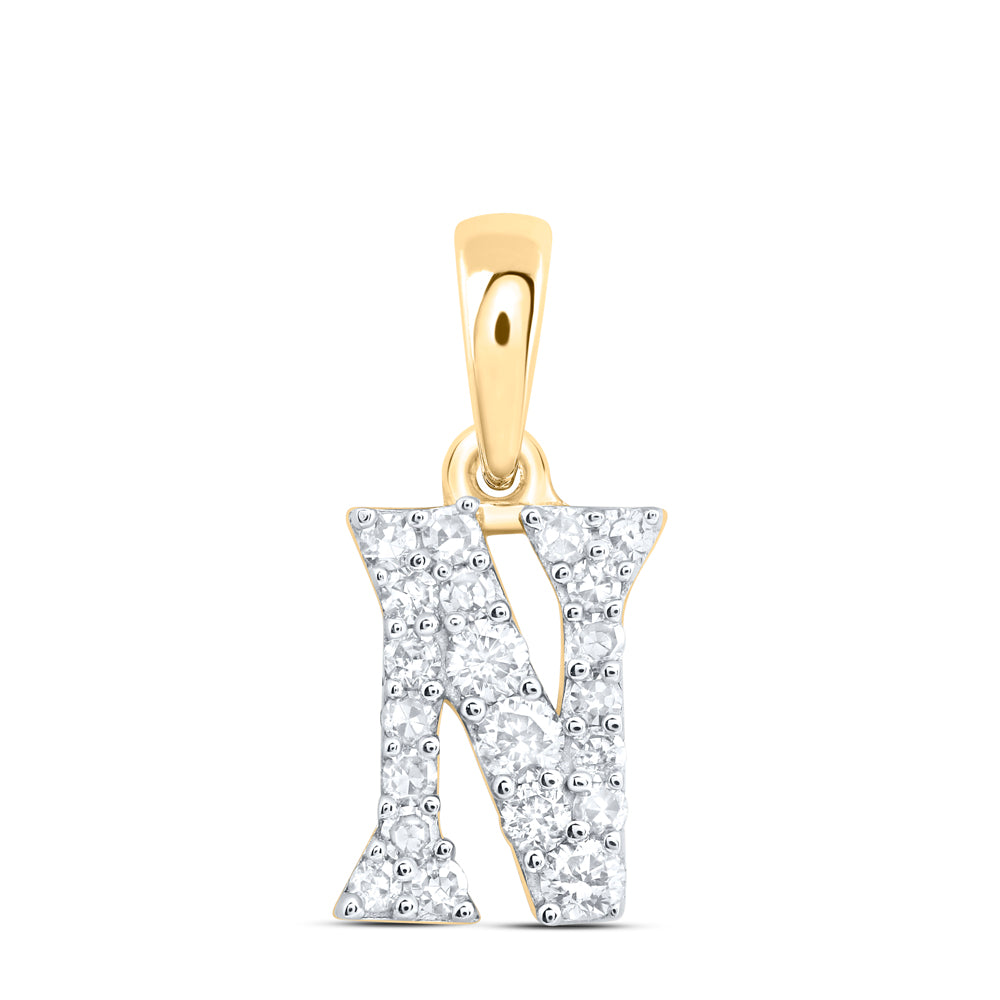 10Kt Gold 1/6Ctw-Dia Nk Gift Initial N" Pendant"