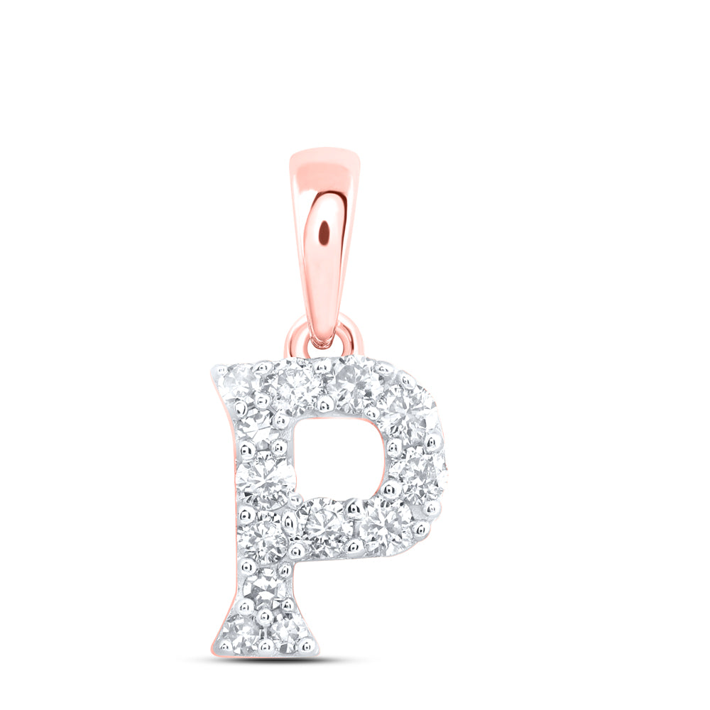 10Kt Gold 1/6Ctw-Dia Nk Gift Initial P" Pendant"