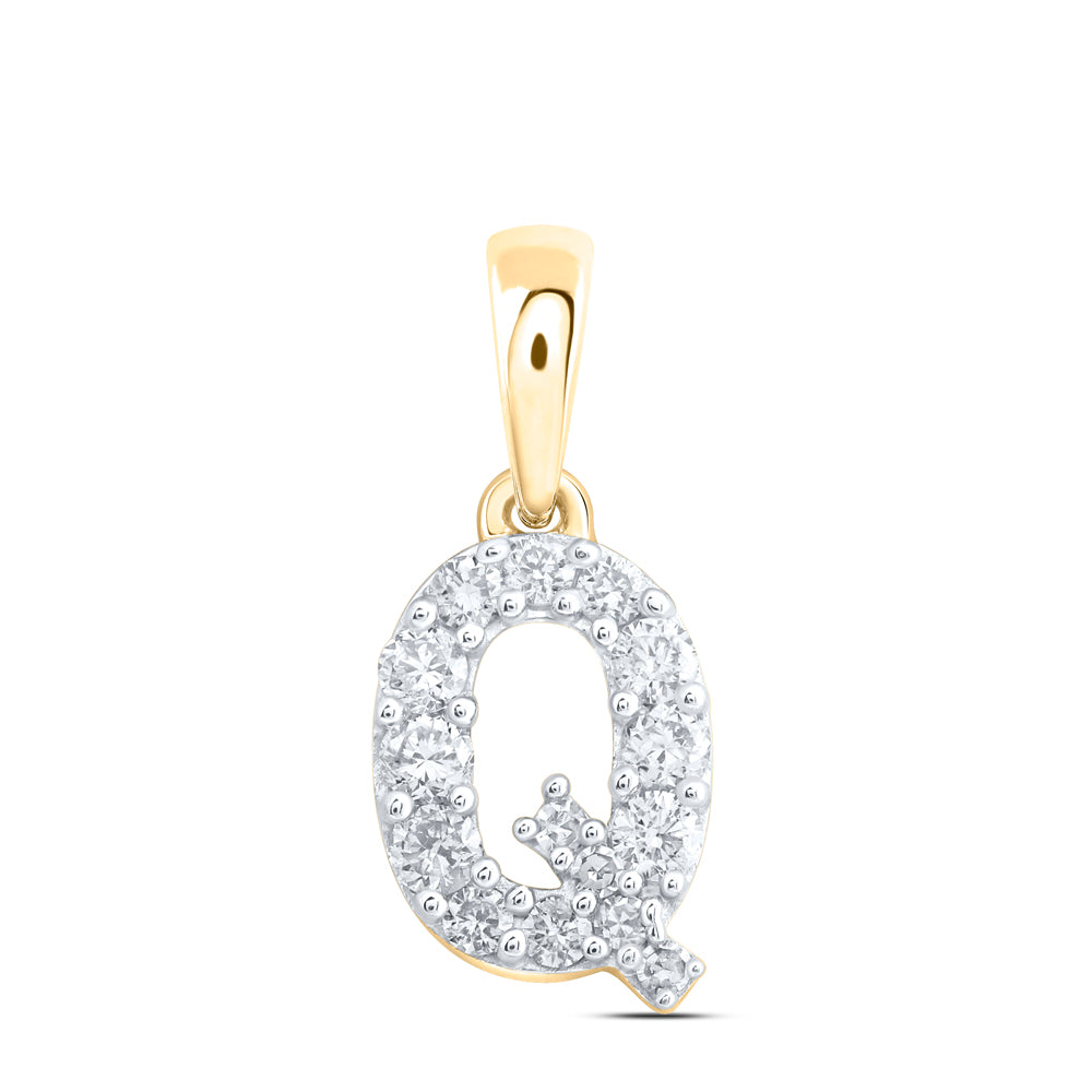 10Kt Gold 1/6Ctw-Dia Nk Gift Initial Q" Pendant"