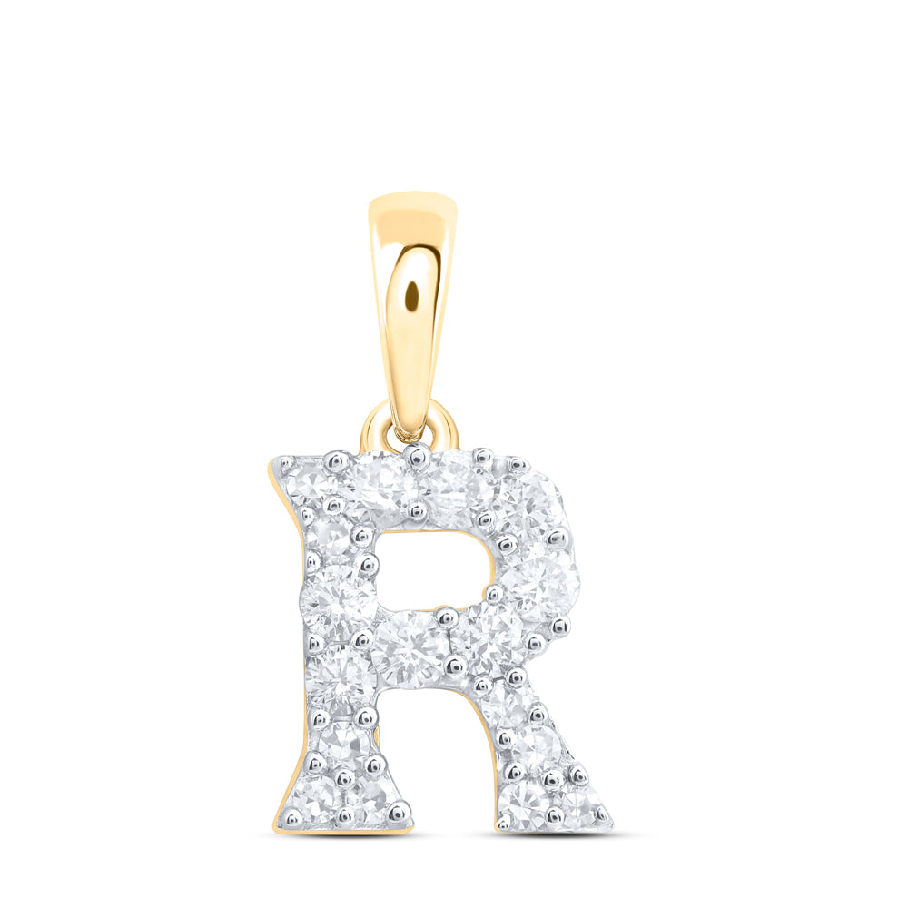 10Kt Gold 1/5Ctw-Dia Nk Gift Initial R" Pendant"