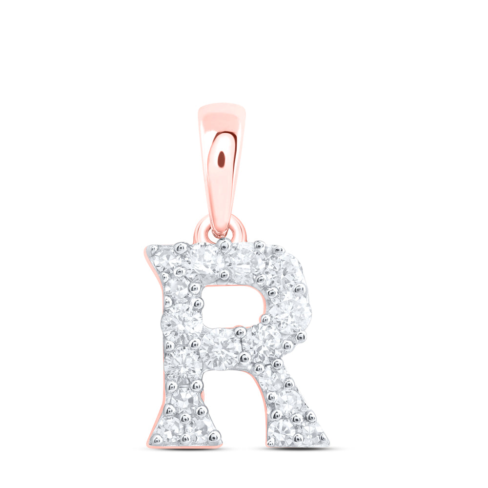 10Kt Gold 1/5Ctw-Dia Nk Gift Initial R" Pendant"