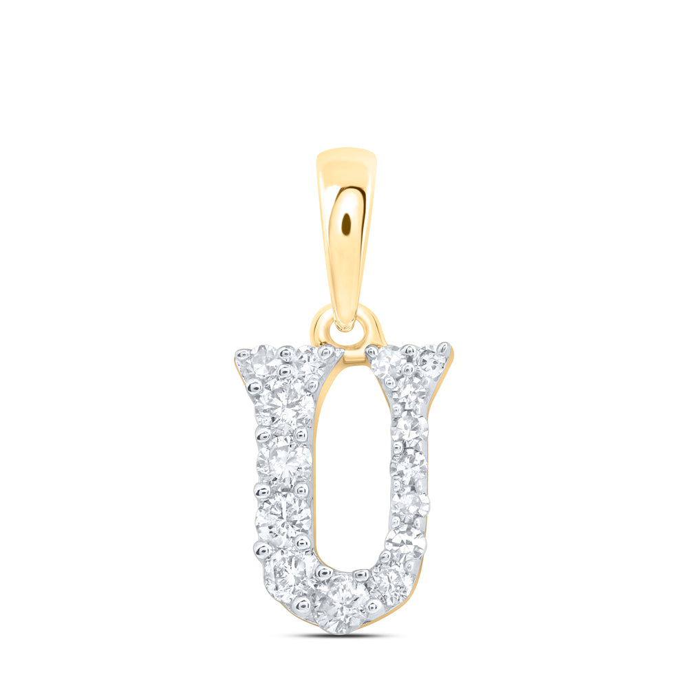 10Kt Gold 1/8Ctw-Dia Nk Gift Initial U" Pendant"