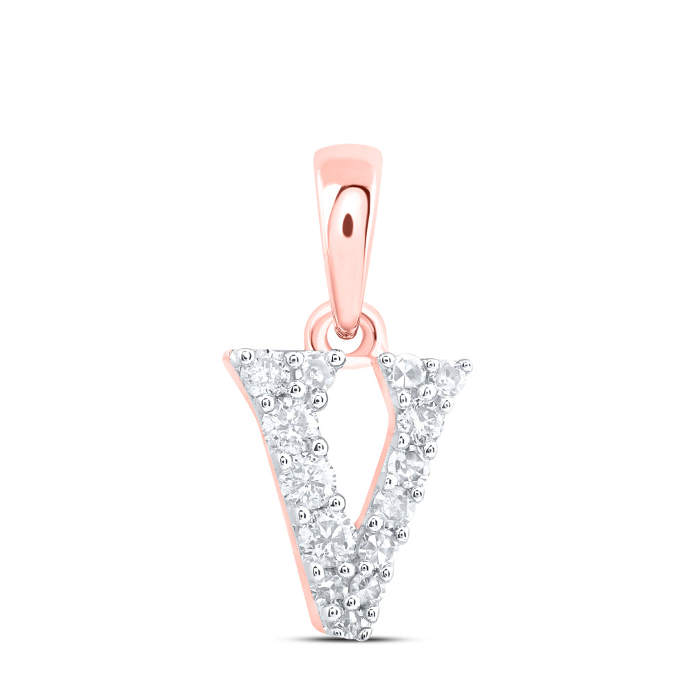 10Kt Gold 1/8Ctw-Dia Nk Gift Initial V" Pendant"