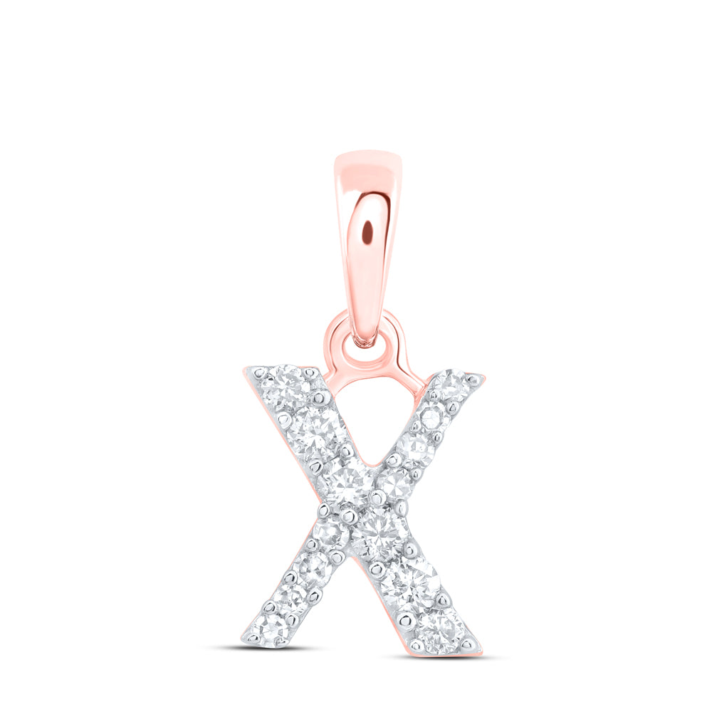 10Kt Gold 1/8Ctw-Dia Nk Gift Initial X" Pendant"