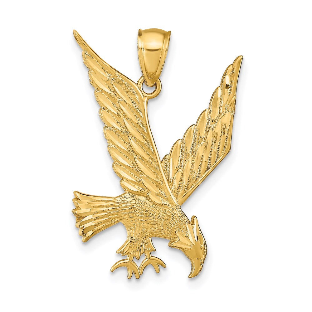 14k Yellow Gold 19.5 mm Diamond-cut Eagle Pendant (1.63 grams)