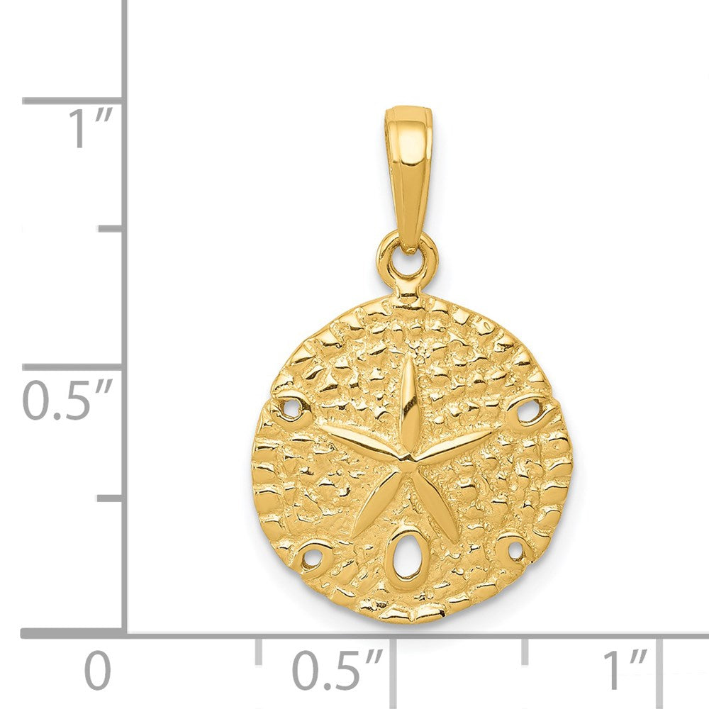 14k Yellow Gold 16 mm Sand Dollar Pendant (1.85 grams)