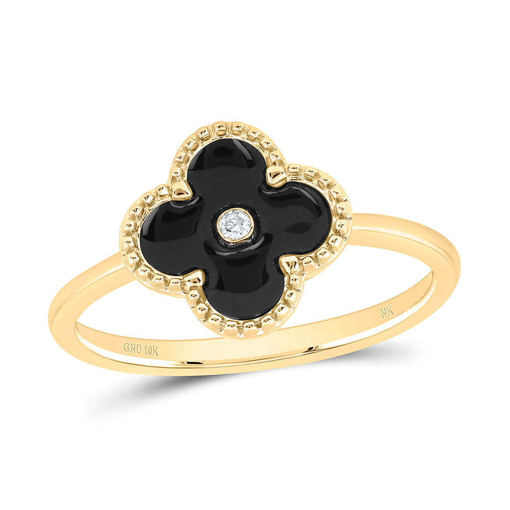 0.012Ctw-Nat Dia Nk Gift Clover Ring  (1.66 grams)