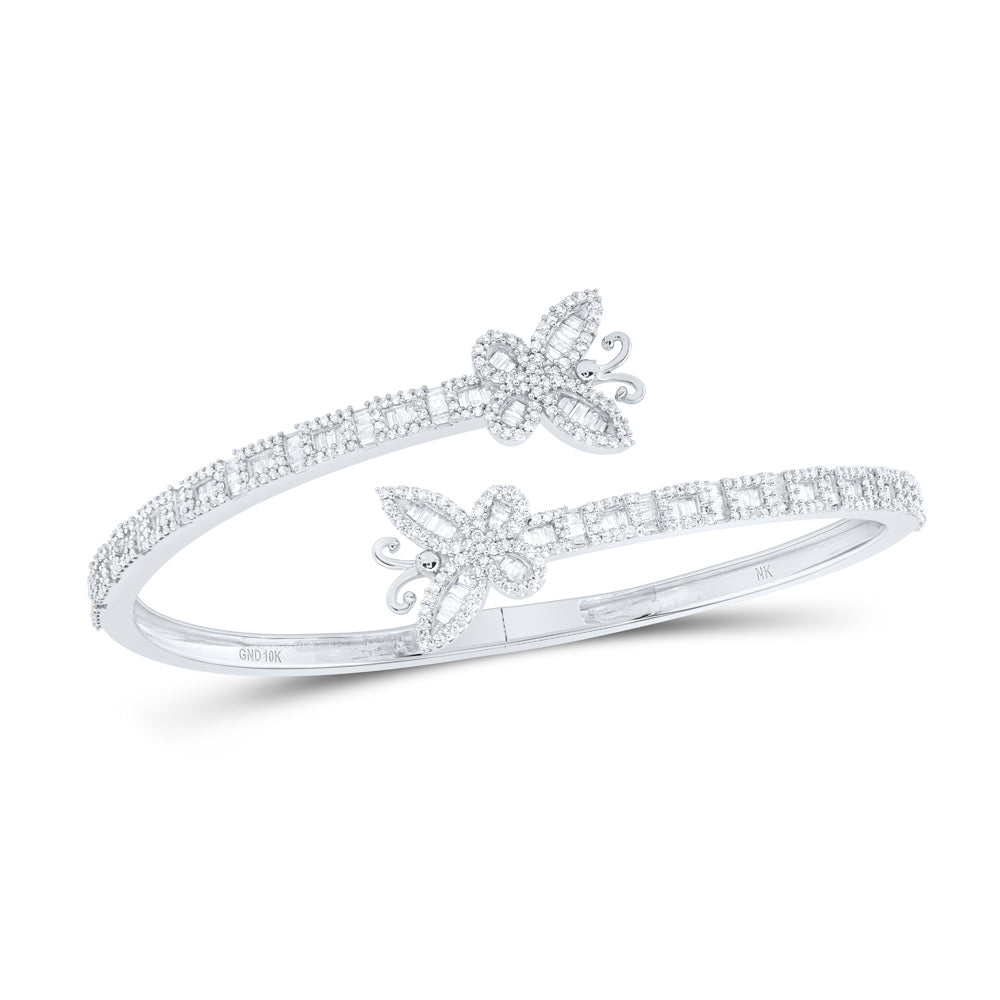 10Kt Gold 2Ctw-Diamond Butterfly Ladies Cuff Bangle (55X65 Mm)