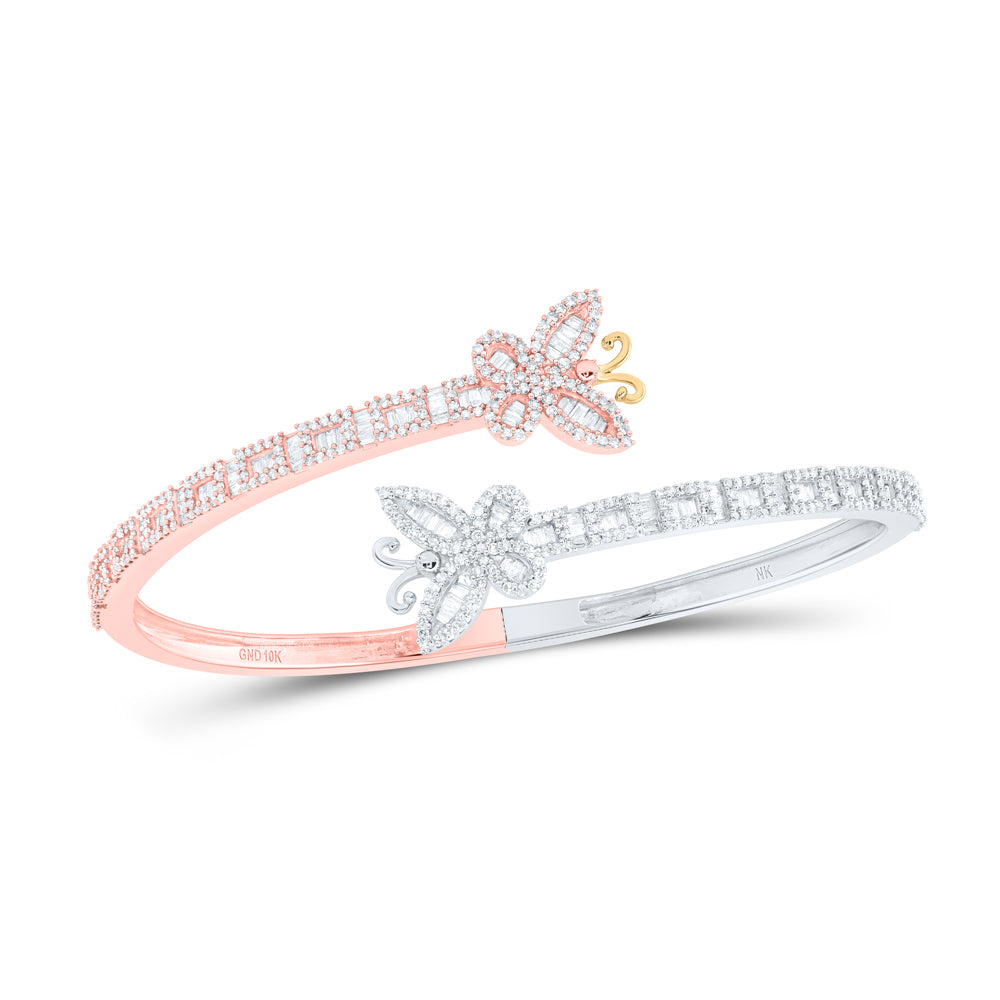 10Kt Gold 2Ctw-Diamond Butterfly Ladies Cuff Bangle(55X65 Mm)