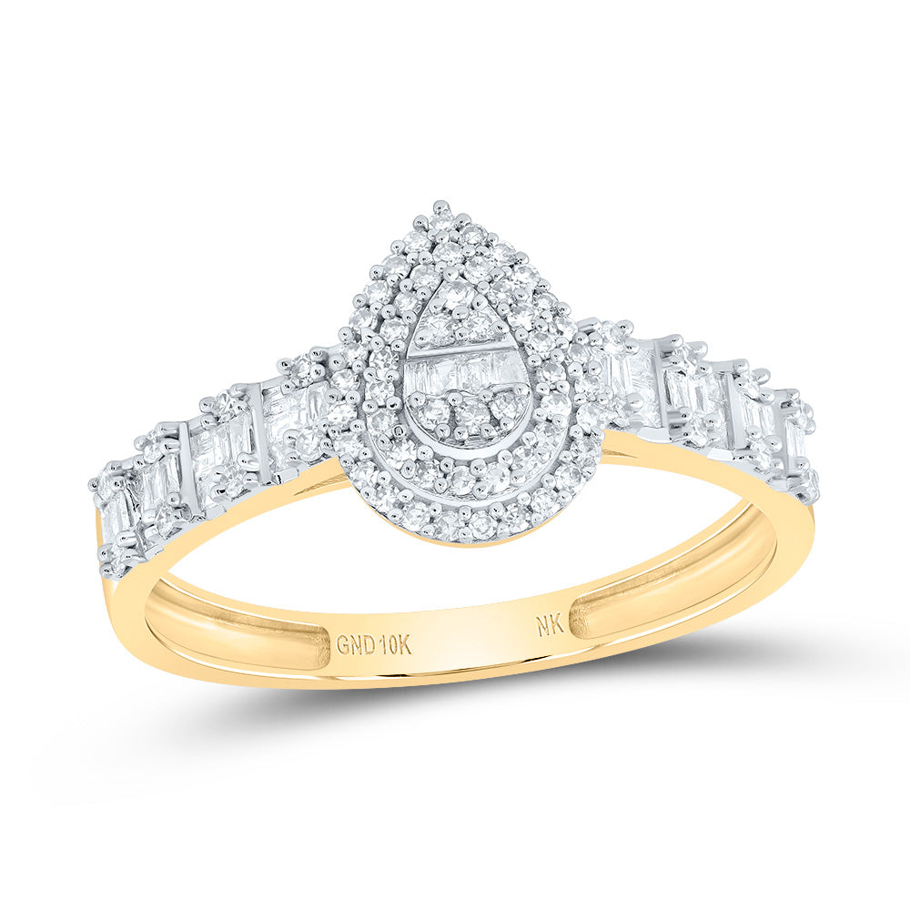 1/2Ctw-Nat Dia Nk Fashion Pear Ladies Ring  (2.12 grams)